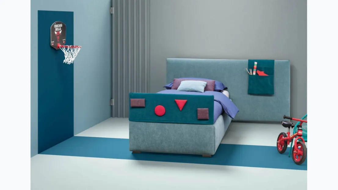 Letto singolo in tessuto con testiera e decorazioni Plain di Bside