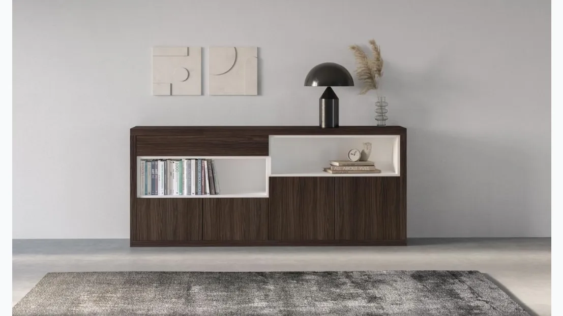 Madia MD 9589T in nobilitato Teak e Bianco di Giessegi