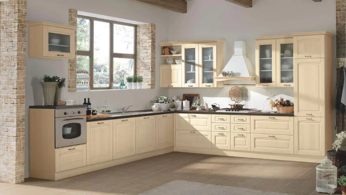 Cucina Classica Bea in legno laccato Panna di Net Cucine