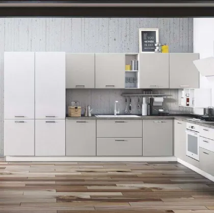 Cucina Moderna angolare Ambra 03 Bianco e Grigio di Net Cucine