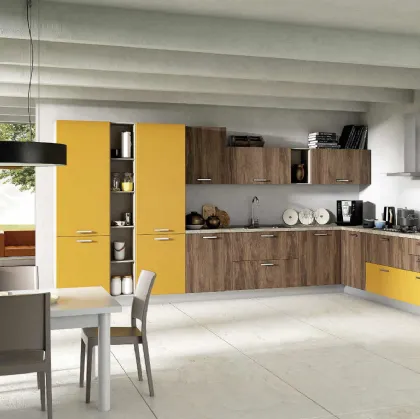 Cucina Moderna angolare Cloe 05 Rovere Tabacco e Senape di Net Cucine