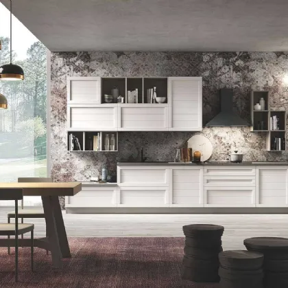 Cucina Moderna ad angolo Elsa 05 in legno laccato finitura Camelia di Net Cucine