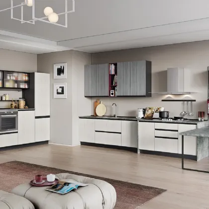 Cucina Moderna Era 03 Legno Bianco e Grigio di Net Cucine