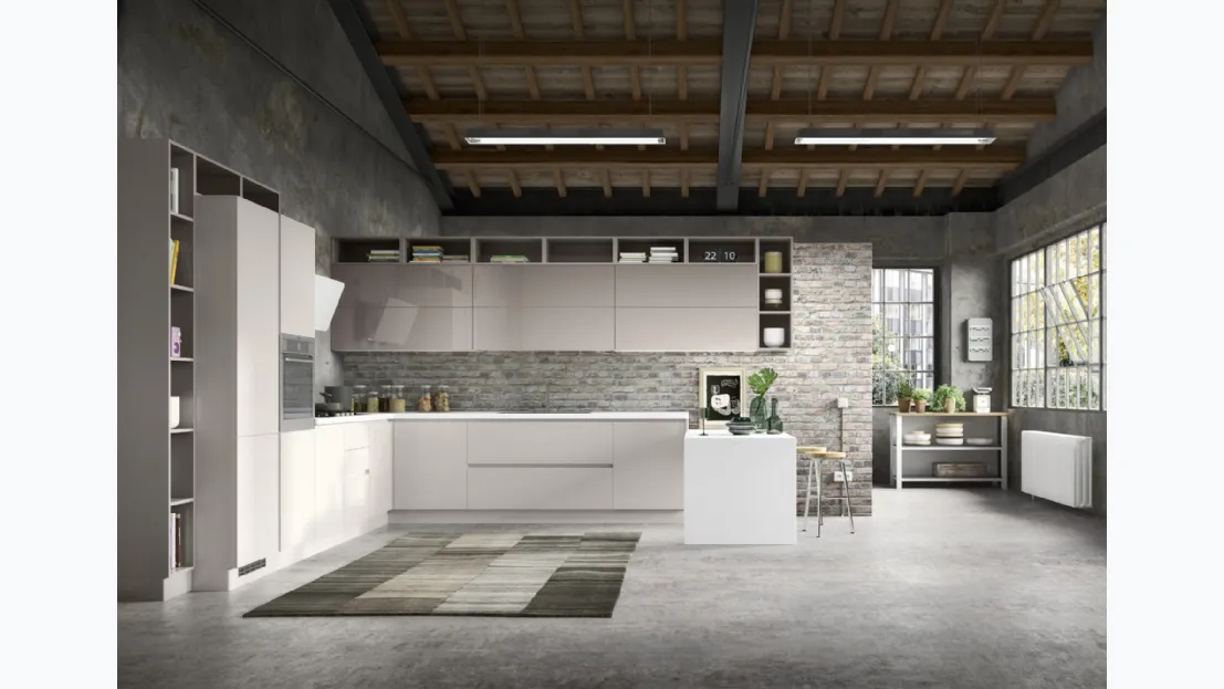 Cucina Moderna angolare con penisola Gloss composizione 06 di Essebi