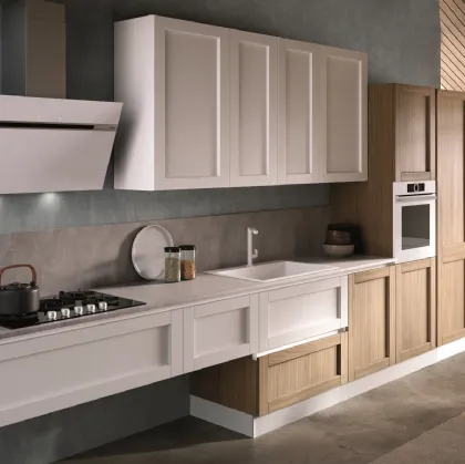 Cucina Moderna lineare Jazz composizione 03 in PET bianco e laminato di Essebi