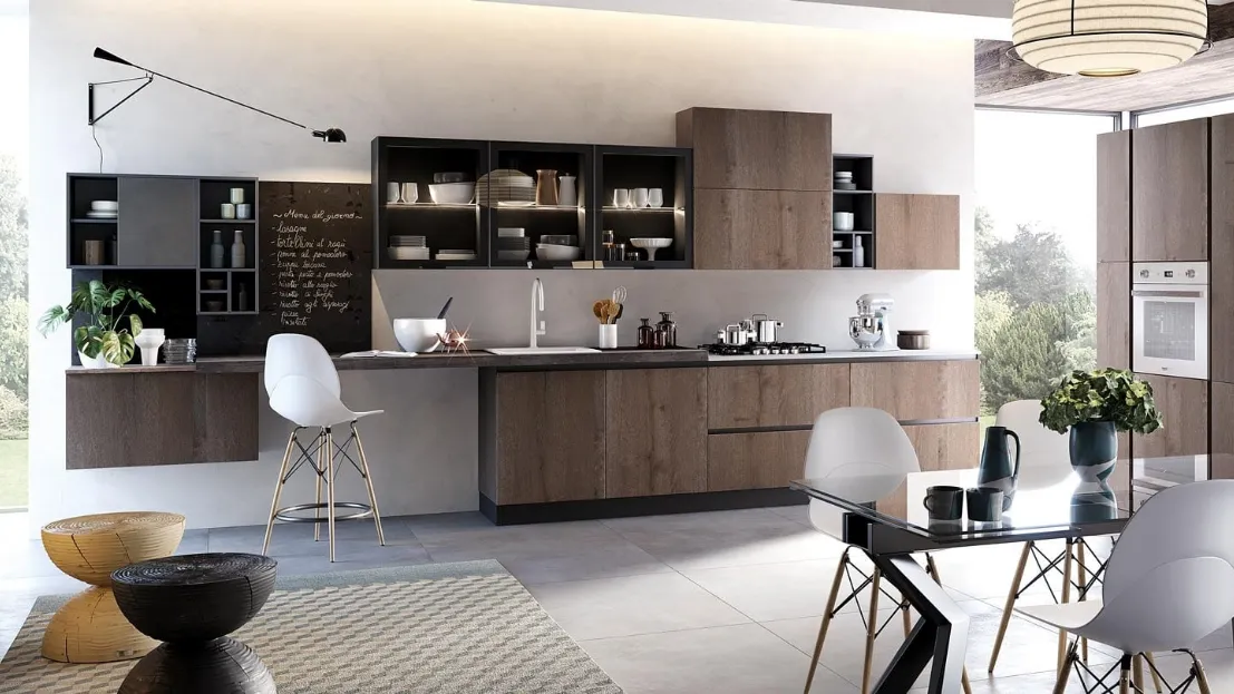 Cucina Moderna angolare Nala in rovere terra di Mobilturi