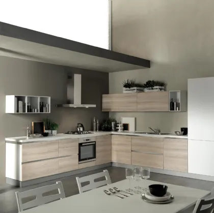 Cucina Moderna Delizia 05 Frassino Crema e Bianco Opaco di Net Cucine