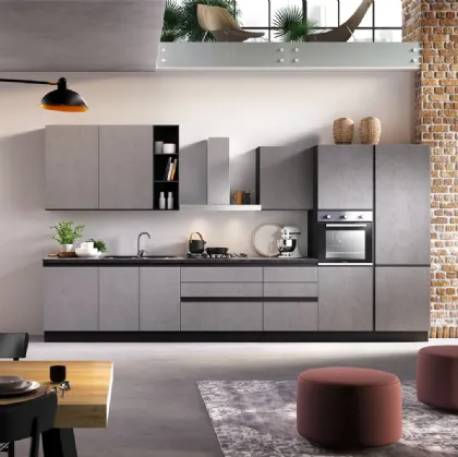 Cucina Moderna Zoe 04 Ardesia e Ghiaccio Cemento di Net Cucine