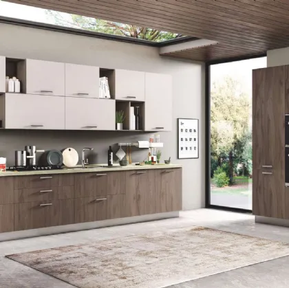 Cucina Moderna New Smart 03 Noce Bosco e Corda Opaco di Net Cucine