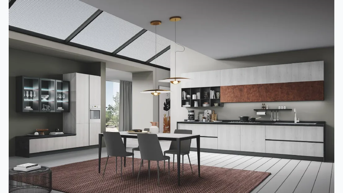 Cucina Moderna ad angolo Pop rovere artico e urban corten di Mobilturi