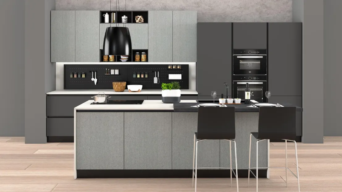 Cucina Moderna Sandy 01 Grigio Dune e Antracite Polvere di Net Cucine