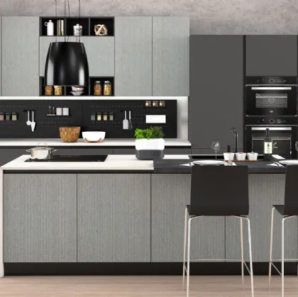 Cucina Moderna Sandy 01 Grigio Dune e Antracite Polvere di Net Cucine